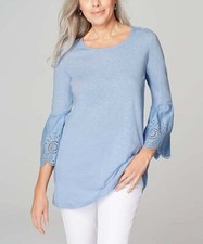 J.Jill Cornflower Eyelet Mixed-Media Tunic Size: medium  picture