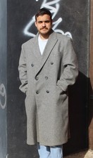 Vintage 60/70s The Sovereign Coat 46 Men Double Breasted Coat Gray Wool Overcoat picture