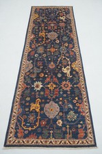 3x8 ft Navy Blue Bidjar Afghan Hand knotted Oriental Runner Rug picture