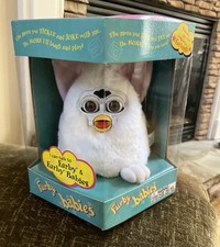 Tiger Electronics Furby Babies Model 70-940 White Fur With Pink Ears Brown Eyes picture