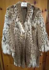Pristine VINTAGE American Wild Lynx Cat Fur Coat Stroller Jacket size 12 picture