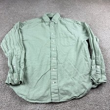 Gitman Bros Shirt Mens Large Green Vintage Cotton Linen Chambray Button Up picture
