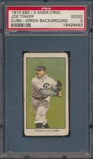 1910 AMERICAN CARAMEL E90-3 JOE TINKER CUBS GREEN BACKGROUND PSA 2 GOOD HOF picture