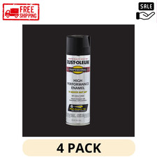 4 Pack Rust-Oleum Professional High Performance Flat Enamel Spray Black 15 Oz picture