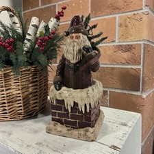 ESC Trading Co. Deborah Graham Rustic Folk Art Santa Chimney Figure Holiday 13