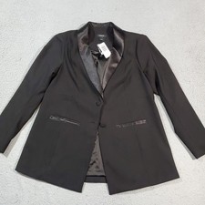Torrid Blazer Jacket Womens 0 Large Black Tuxedo Sharkskin Contrast Lapel picture