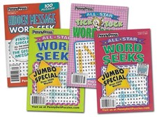 Penny Press Word Seek Digest Size Puzzle Books. Four Books Over 390 Puzzles picture