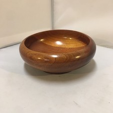 Vintage Handcrafted Wooden Teak Bowl 5 Inch Brown Mid Century Rustic Farmhouse picture