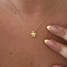 14k Gold Turtle Necklace Sea Turtle Pendant Jewelry Gift for Her, Women, Ladie's picture