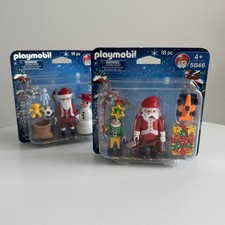 Playmobil Christmas Holiday Sets Lot 5846 & 5845 Santa Elf Snowman stocking gift picture
