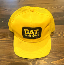 CAT Yellow Mesh Back Adjustable Trucker Hat, Vintage, One Size, Logo picture