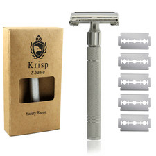 LONG DOUBLE EDGE BUTTERFLY OPEN SAFETY RAZOR FOR MEN WOMEN + 5 SHAVING BLADES picture