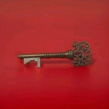 Charming Vintage Copper Key Pendant ~ Raised Motif, Skeleton Key picture