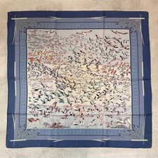 Hermes Carre 90 Silk Scarf Libres Comme L'Air Birds Duck Blue excellent gift picture