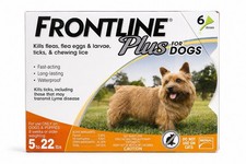 FRONTLINE Plus Flea & Tick Control For Dogs 5 - 22 Lbs. 6 - Doses - New Sealed picture