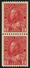 Canada Scott# 132, XF Coil Pair, Mint, Never Hinged SCV $200  (57199) picture
