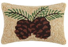 Peking Handicraft 30JSS800C12OB Pine Cone Hook Pillow, 8x12 Hook Pillow, Brown picture