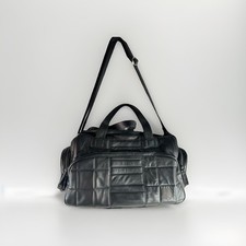 RARE Y2K David & Scotti Black Quilted Leather Weekender D uffle Bag - EUC picture