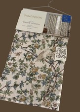 Sanderson Window Drapes 2 Panels 50 x 96 Cream Brown Birds Butterfly Back Tab picture