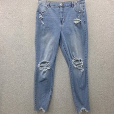 Y2K Mall Girl DISTRESSED STRETCH High Rise NO BOUNDARIES Skinny Jeans Women 17 picture