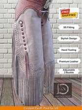 Premium Leather Chaps Western Cowboy Tooled Yoke Horse Riding Chinks / Chaps picture