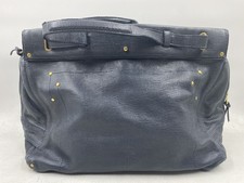 Jerome Dreyfuss Navy Lizard Embossed Leather Carlos Satchel Bag Gold Hardware picture