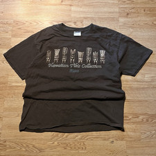 Hanes Heavyweight Brown Hawaii Graphic Crew Neck Short Sleeve T-Shirt Men XL picture