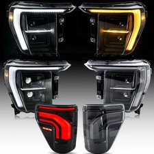 For 2021 2022 2023 Ford F150 F-150 LED Projector Headlights + Smoked Tail Lights picture