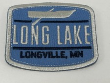 Long Lake Longville MN Canoe Embroidered Patch Light Blue Silver Minnesota picture