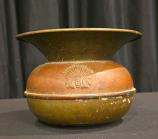 Antique 19th Century Redskin Brand Plug Chewing Tobacco Brass Copper  Spittoon picture