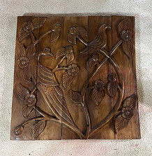 Hand Carved Wood Wall Plaque Decorative Panel, Handmade in Haiti picture
