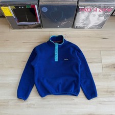 Vintage Patagonia Synchilla Snap-T Fleece Pullover Kids Size 10 Blue Made in USA picture