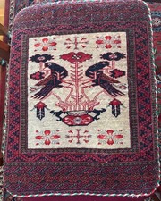 Pair of Vintage Handwoven Persian Khorasan Wool Cushion Covers – picture