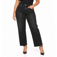 Pistola Lexi Silver Screen Rhinestone Straight Leg Jeans Black 33 NWT picture