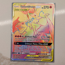 Charizard & Braixen GX 251/236 SM Cosmic Eclipse Secret Rare Full Art Holo TAG picture