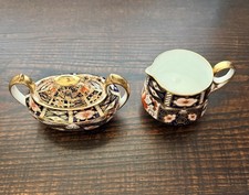 Royal Crown Derby Traditional Imari Covered Sugar Dish & Creamer picture