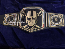 New NFL Raiders Nation 4 Life Wrestling Championship Replica Title Belt Zinc picture