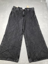 Boden Jeans Womens 34x34 Black Wide Leg Mid Rise Charcoal Wash Denim Casual NWT picture