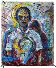 PORTRAIT OIL PAINTING█VINTAGE exPRESSIONISt ART█SIGNED BUY ORIGINAL IMPASTO OoAK picture