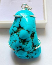 169 Ct  Natural Turquoise 925 Sterling Silver Jewelry Pendant Gemstone picture