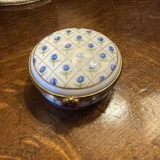 Vintage Del Prado Fine Porcelain Blue Tulip Design Pill Box picture