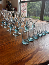24-piece vintage mid-century modern Bryce Brothers Apollo Cerulean glassware set picture