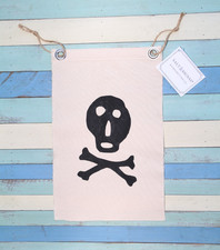 Cotton Canvas  Pirate Skull and Crossbones Flag Burgee Vintage Inspired picture