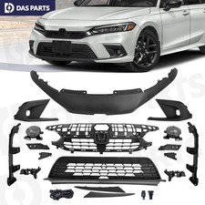 Fits 2022-2024 Honda Civic Front Upper & Lower Grille Kit W/ Fog Light & Bracket picture