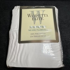 Vntg New White Wamsutta Elite Sateen Two King Pillowcases  soft picture