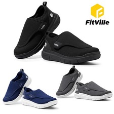 FitVille Men's Diabetic Shoes For Swollen Feet Extra Wide Adjustable Slip-on picture
