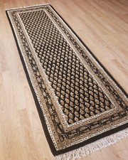 Brand New w/ Tags Designer Handmade Wool Black Mir Runner 2.6x12' MSRP $1,094 picture