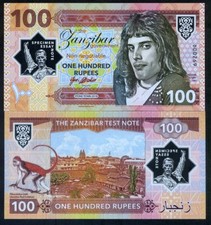 Zanzibar Tanzania 100 Rupees 2018 Private Clear Window Polymer Freddie Mercury F picture