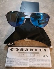 🔥 RARE Oakley CONTRAIL 4147-0357 Aviator Sunglasses Satin Chrome Prizm Sapphire picture