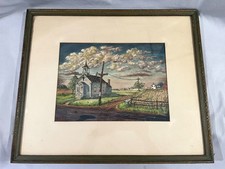1949 FOLK ART PENCIL & WATERCOLOR 